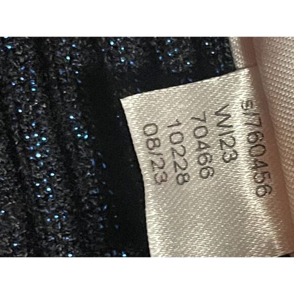 LOFT Navy Metallic Ribbed Knit Sweater Dress Long Sleeve Sz Sm NEW YEAR'S EVE - Picture 11 of 11